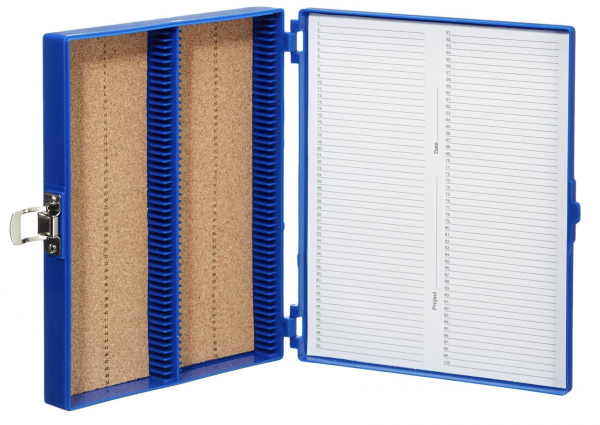 Premium Microscope Slide Box in Blue with Cork Lining